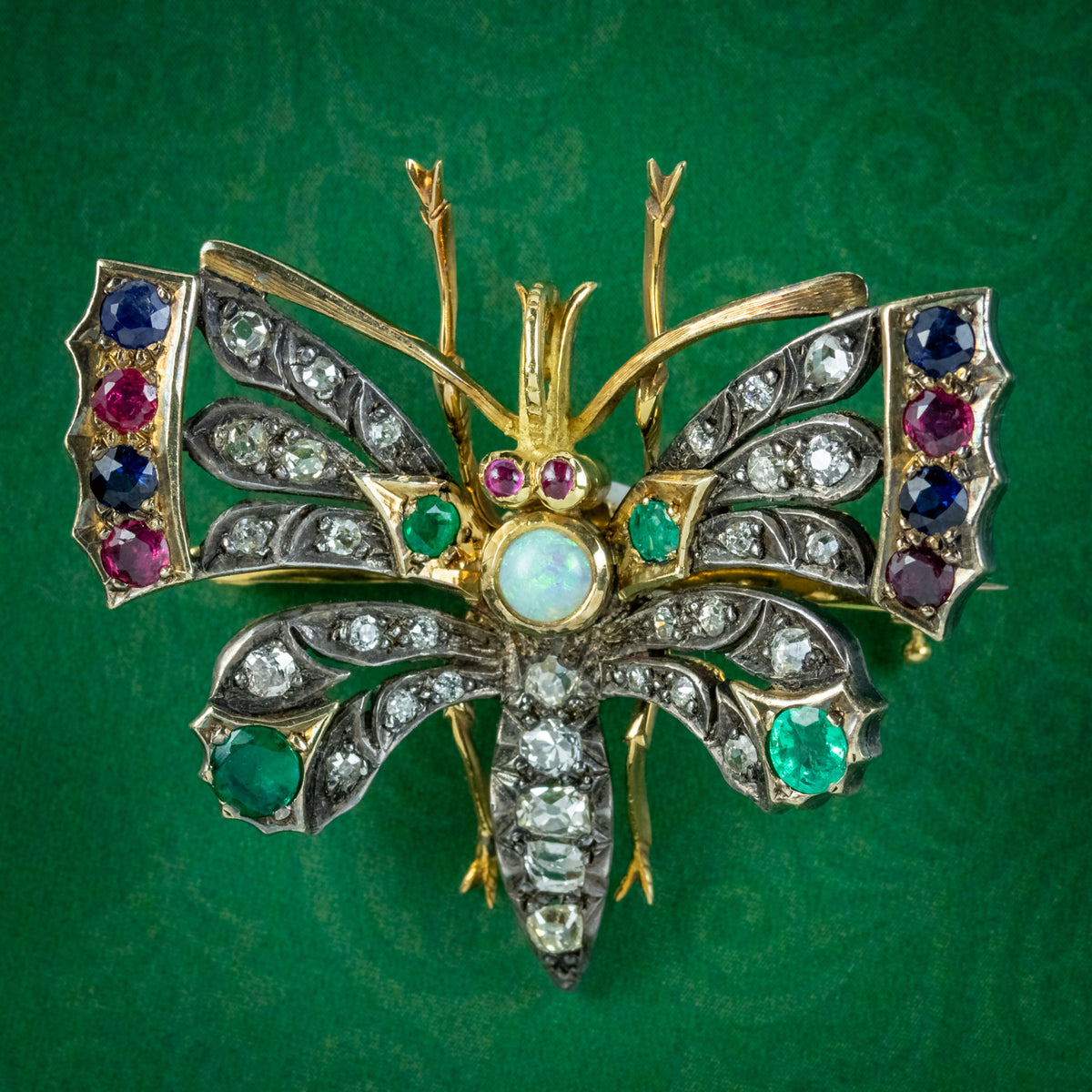 Antique Edwardian Gemstone Butterfly Brooch Circa 1905 Boxed Main image