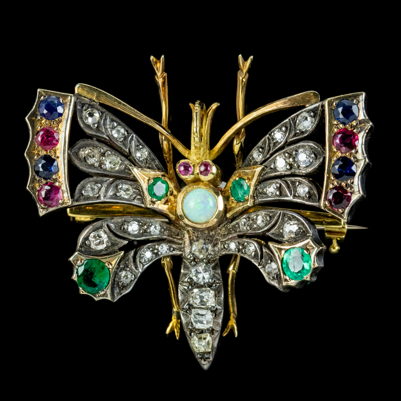 Antique Edwardian Gemstone Butterfly Brooch Circa 1905 Boxed Secondary image