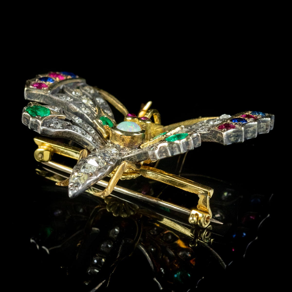 Antique Edwardian Gemstone Butterfly Brooch Circa 1905 Boxed