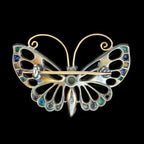 Antique Edwardian Gemstone Butterfly Brooch With Box