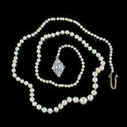 Antique Edwardian Natural Pearl Necklace Diamond Clasp With Box And Cert