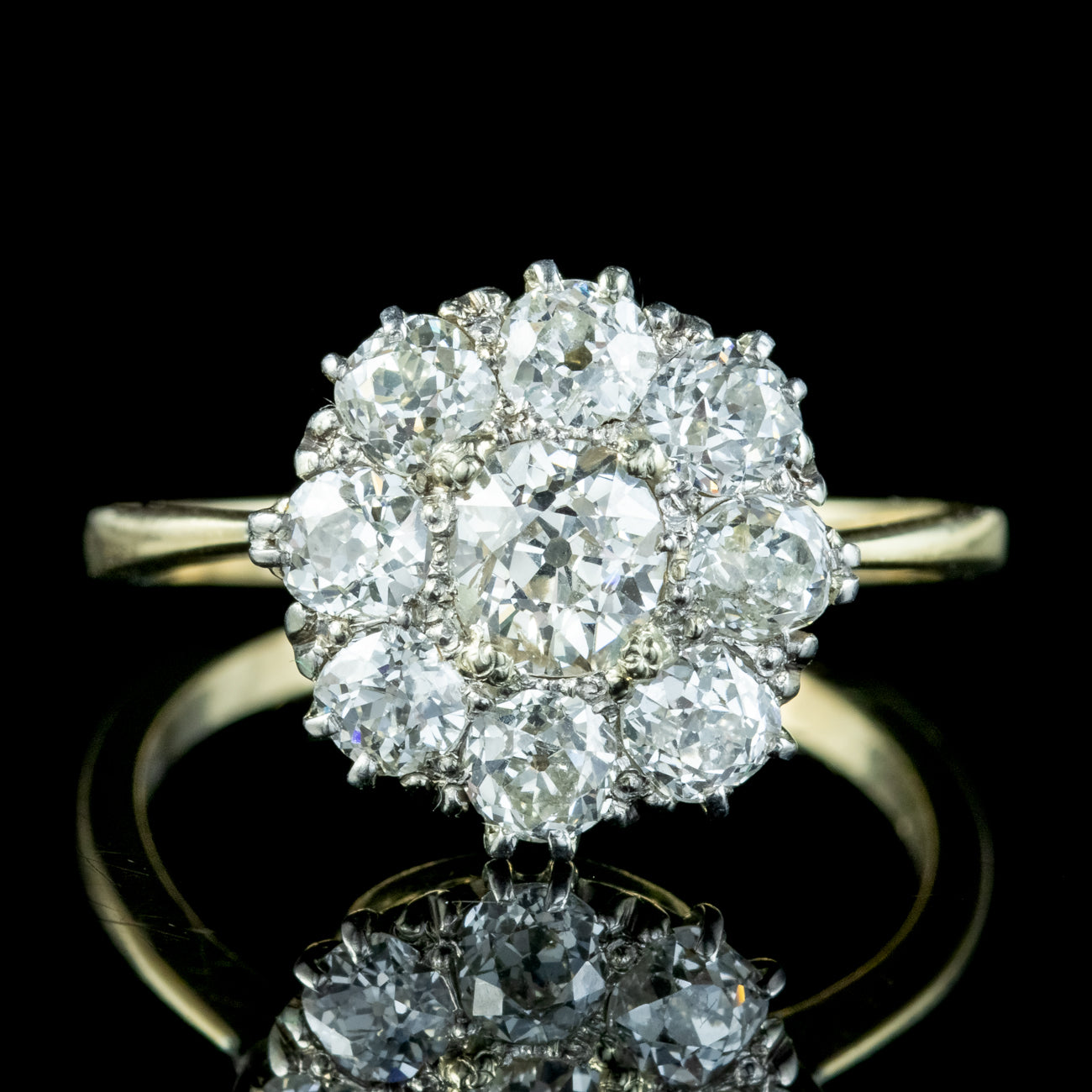 Antique Edwardian Old Cut Diamond Cluster Ring 2.3ct Diamond Secondary image
