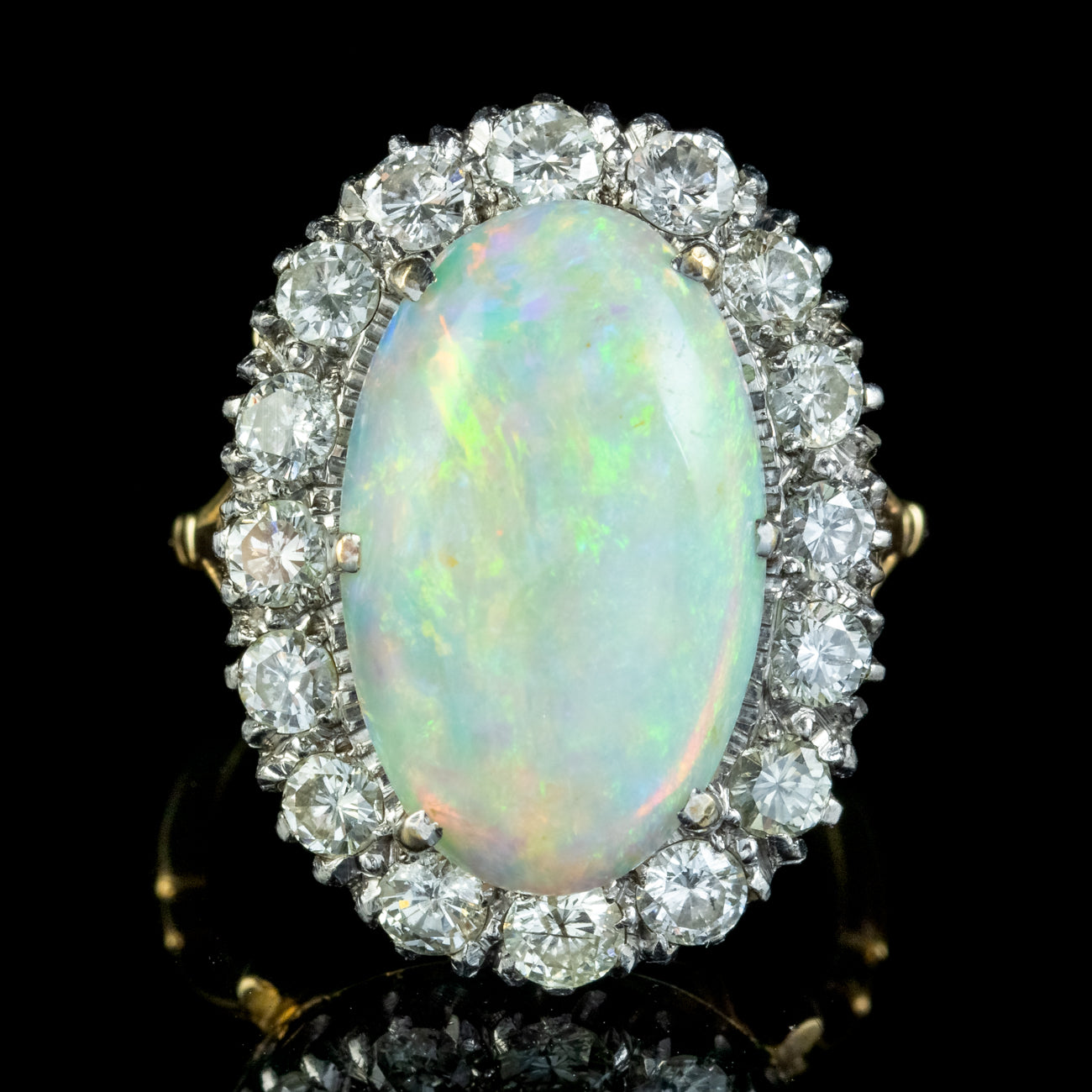 Antique Edwardian Opal Diamond Cluster Ring 10ct Opal Secondary image