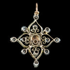Antique Edwardian Opal Diamond Pendant 18ct Gold 