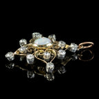 Antique Edwardian Opal Diamond Pendant 18ct Gold 
