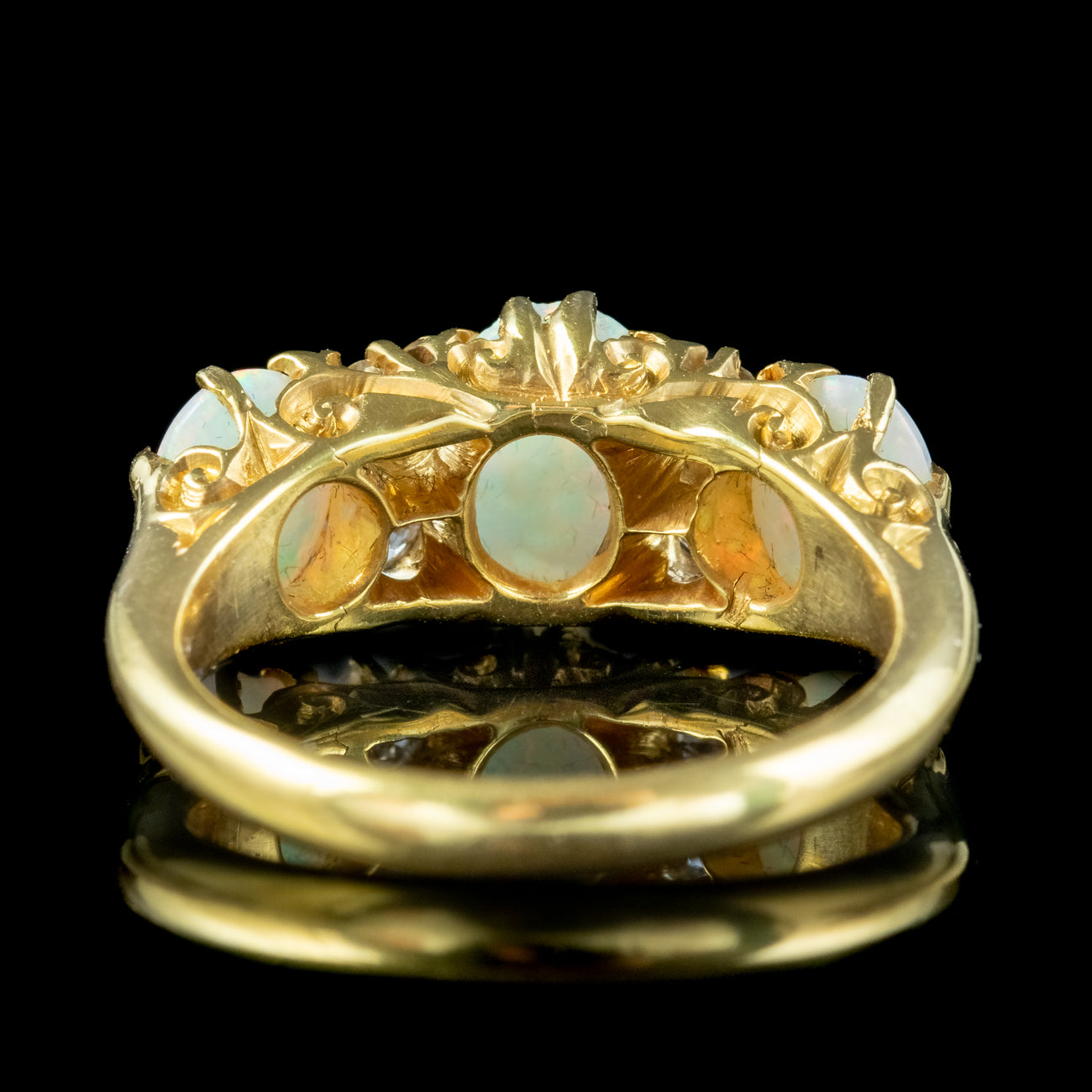 Antique Edwardian Opal Diamond Ring 2.4ct Opal Dated 1906