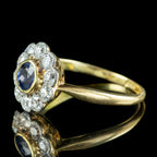 Antique Edwardian Sapphire Diamond Daisy Cluster Ring 0.50ct Sapphire