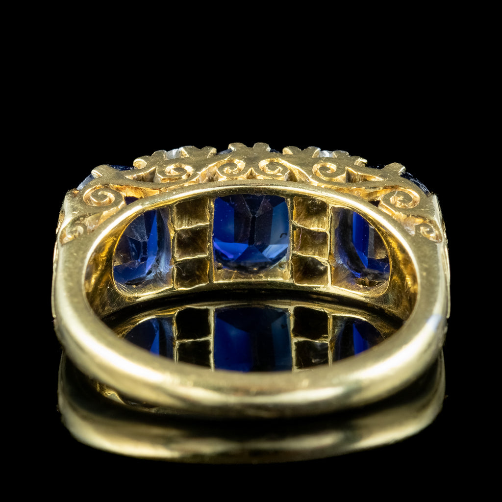 Antique Edwardian Sapphire Diamond Ring 2.7ct Sapphire With Cert