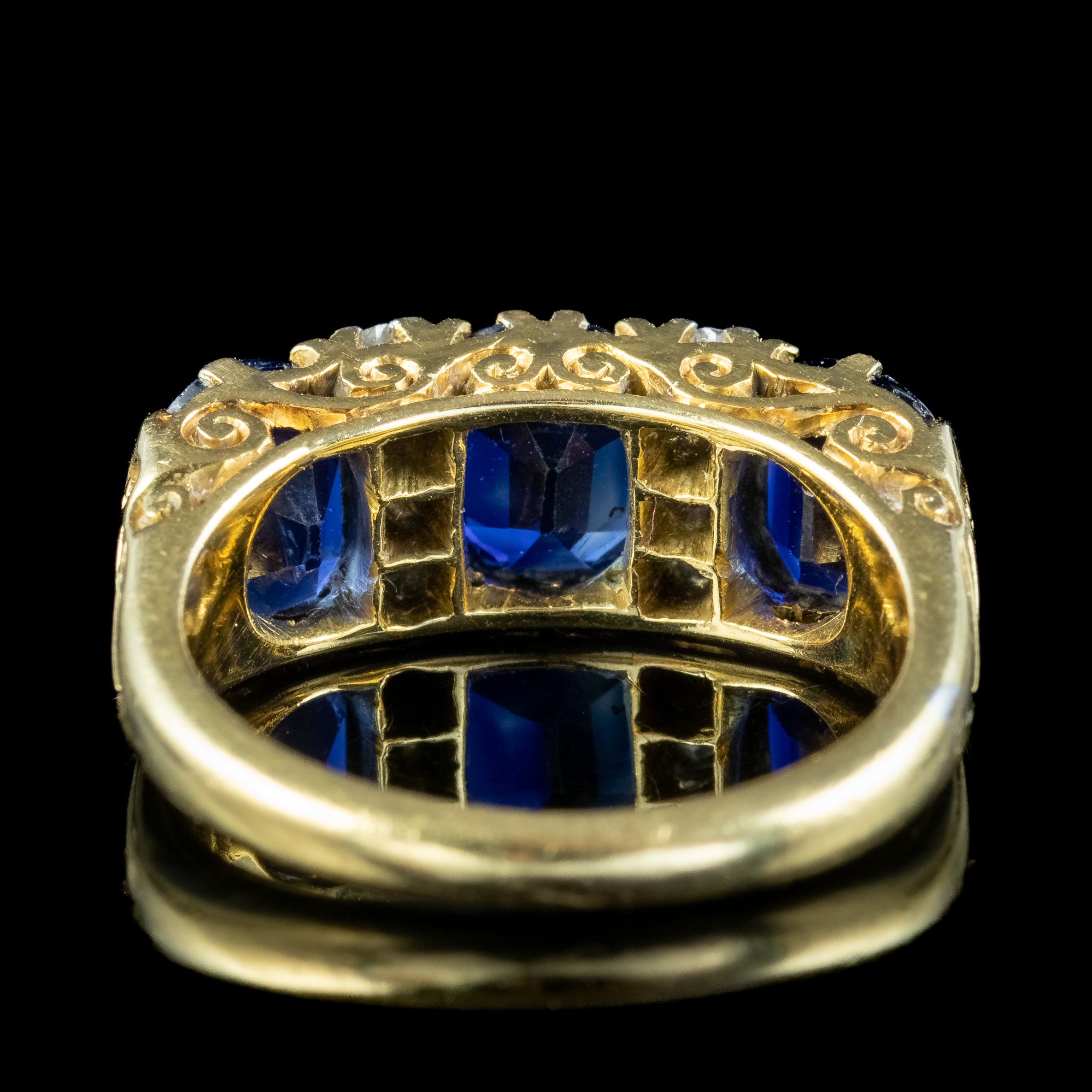 Antique Edwardian Sapphire Diamond Ring 2.7ct Sapphire With Cert