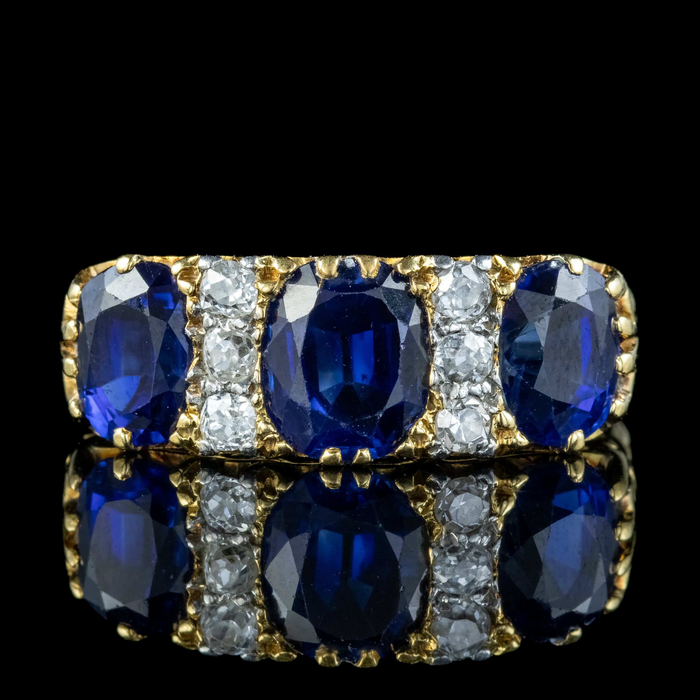 Antique Edwardian Sapphire Diamond Ring 2.7ct Sapphire With Cert Secondary image