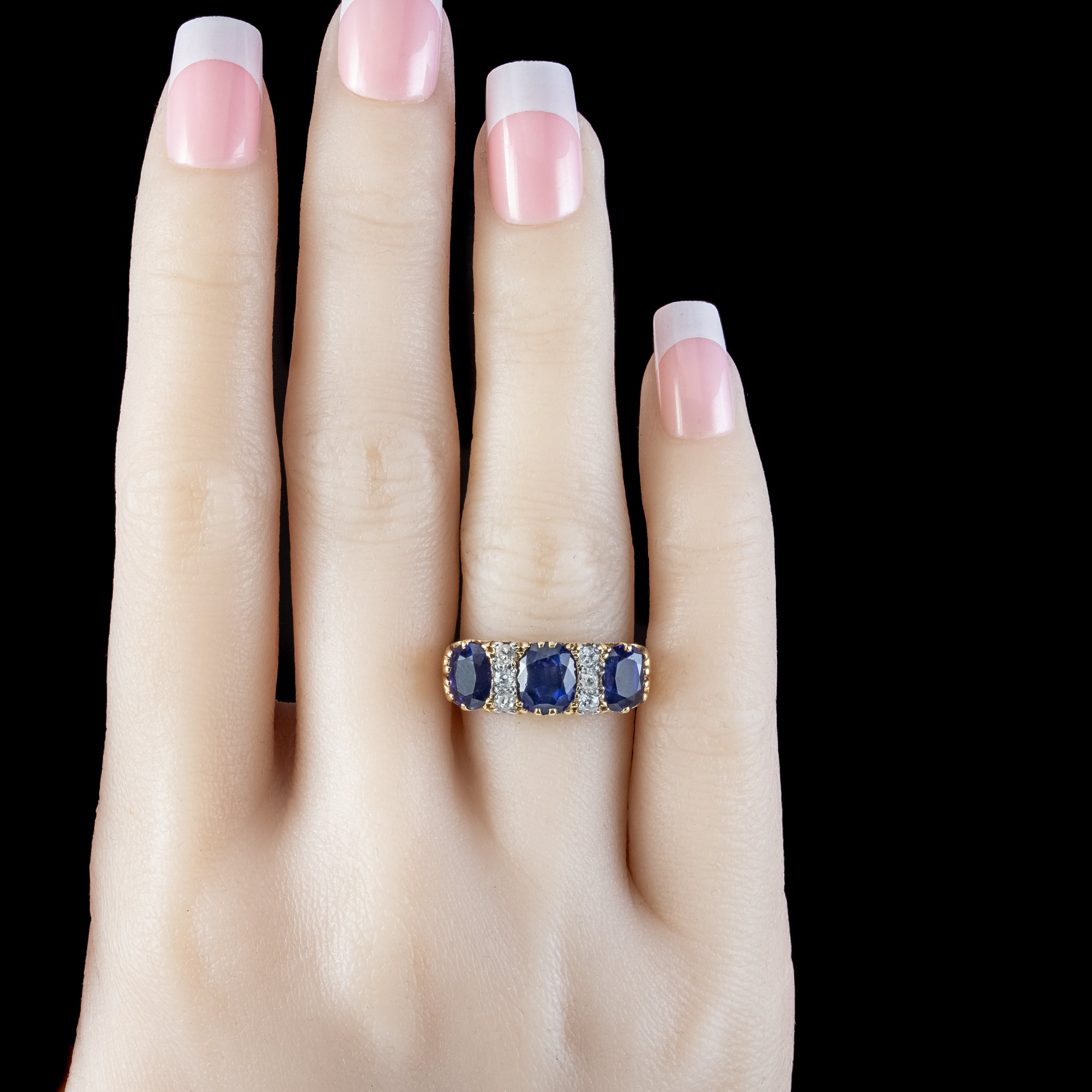 Antique Edwardian Sapphire Diamond Ring 2.7ct Sapphire With Cert