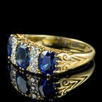 Antique Edwardian Sapphire Diamond Ring 2.7ct Sapphire With Cert