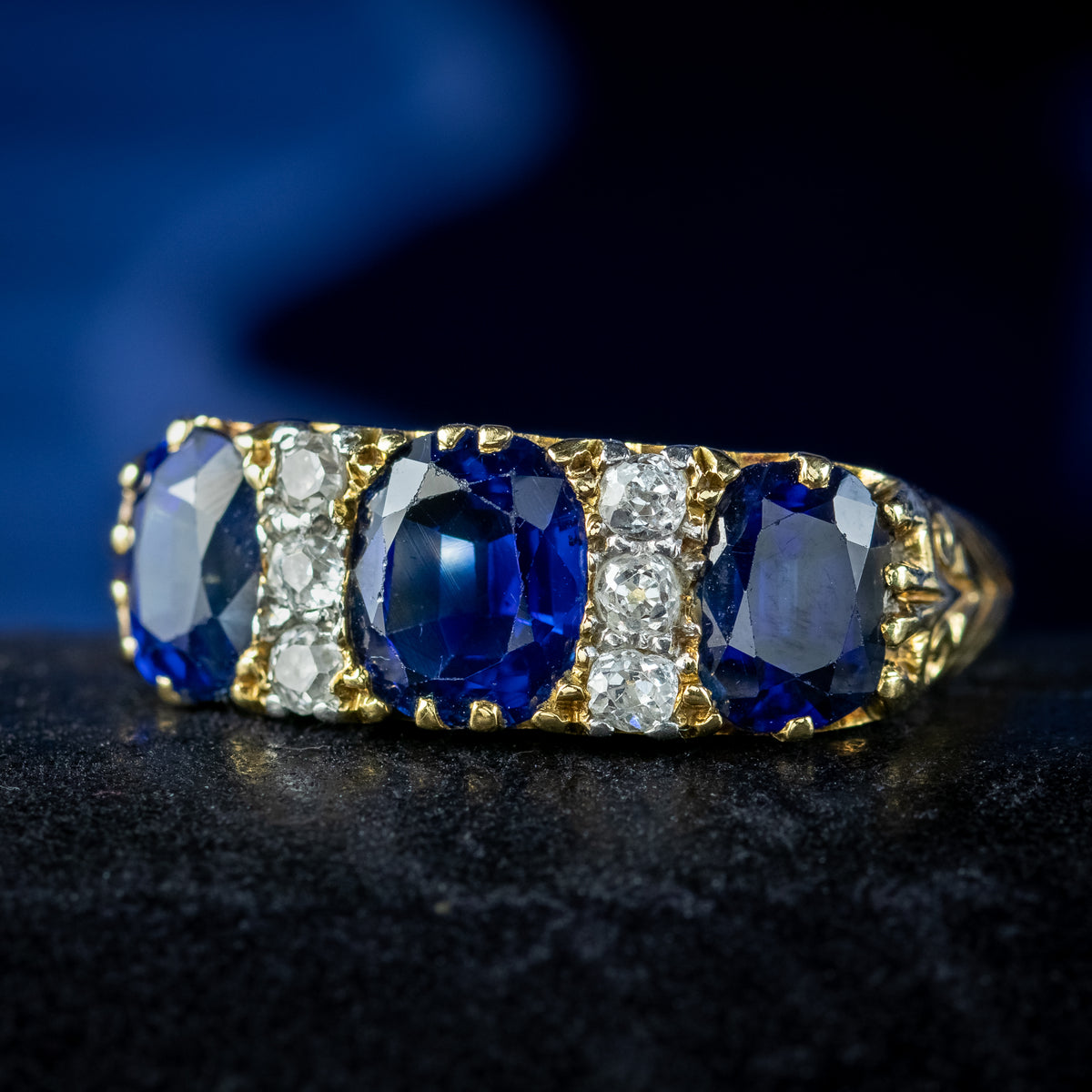 Antique Edwardian Sapphire Diamond Ring 2.7ct Sapphire With Cert