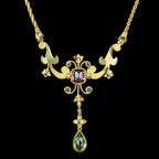 Antique Edwardian Suffragette Lavaliere Necklace 15ct Gold