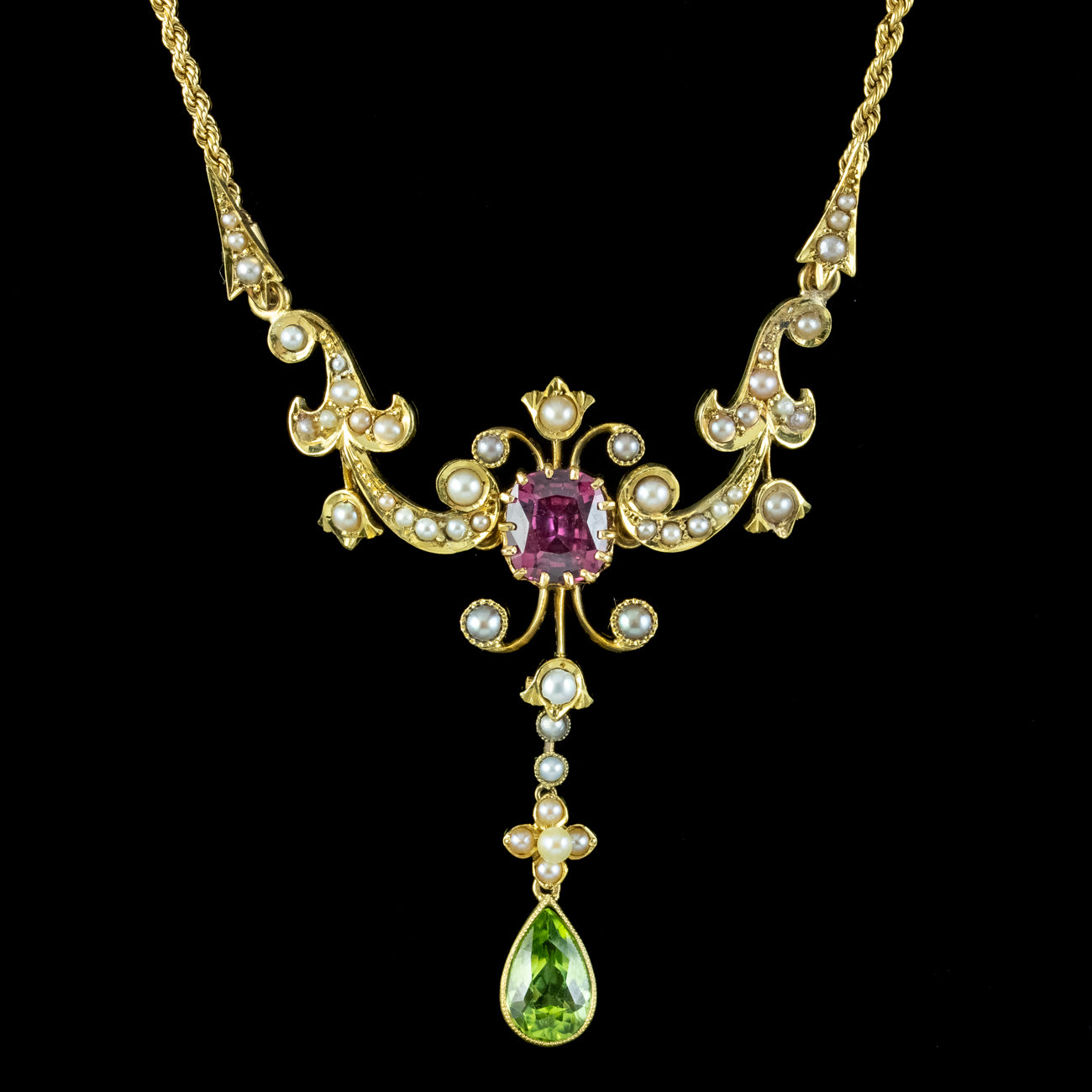 Antique Edwardian Suffragette Lavaliere Necklace 15ct Gold Secondary image