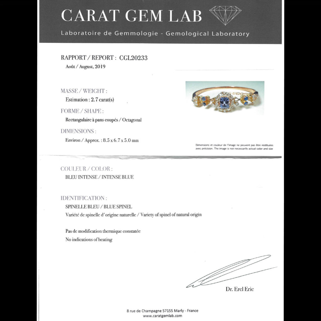 VAntique Victorian Blue Spinel Diamond Bangle Circa 1900 2.7ct Spinel With Cert