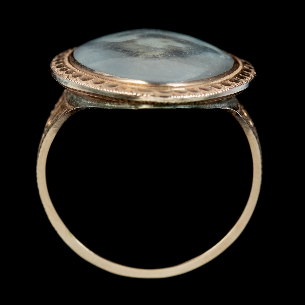 Antique Georgian Coloured Sepia Mourning Ring Inscribed 1790