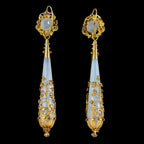Antique Georgian Day And Night Chalcedony Drop Earrings 18ct Gold Circa 1800