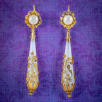 Antique Georgian Day And Night Chalcedony Drop Earrings 18ct Gold Circa 1800