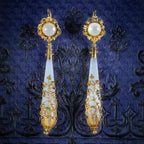 Antique Georgian Day And Night Chalcedony Drop Earrings 18ct Gold Circa 1800