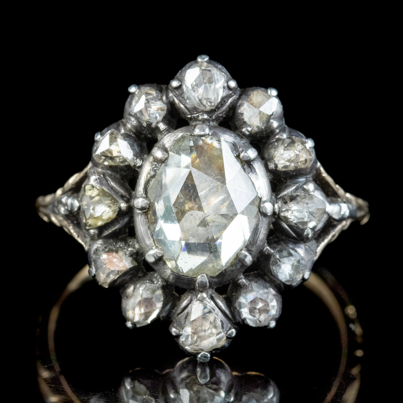Antique Dutch Georgian Revival Diamond Cluster Ring 3ct Of Diamond Secondary image