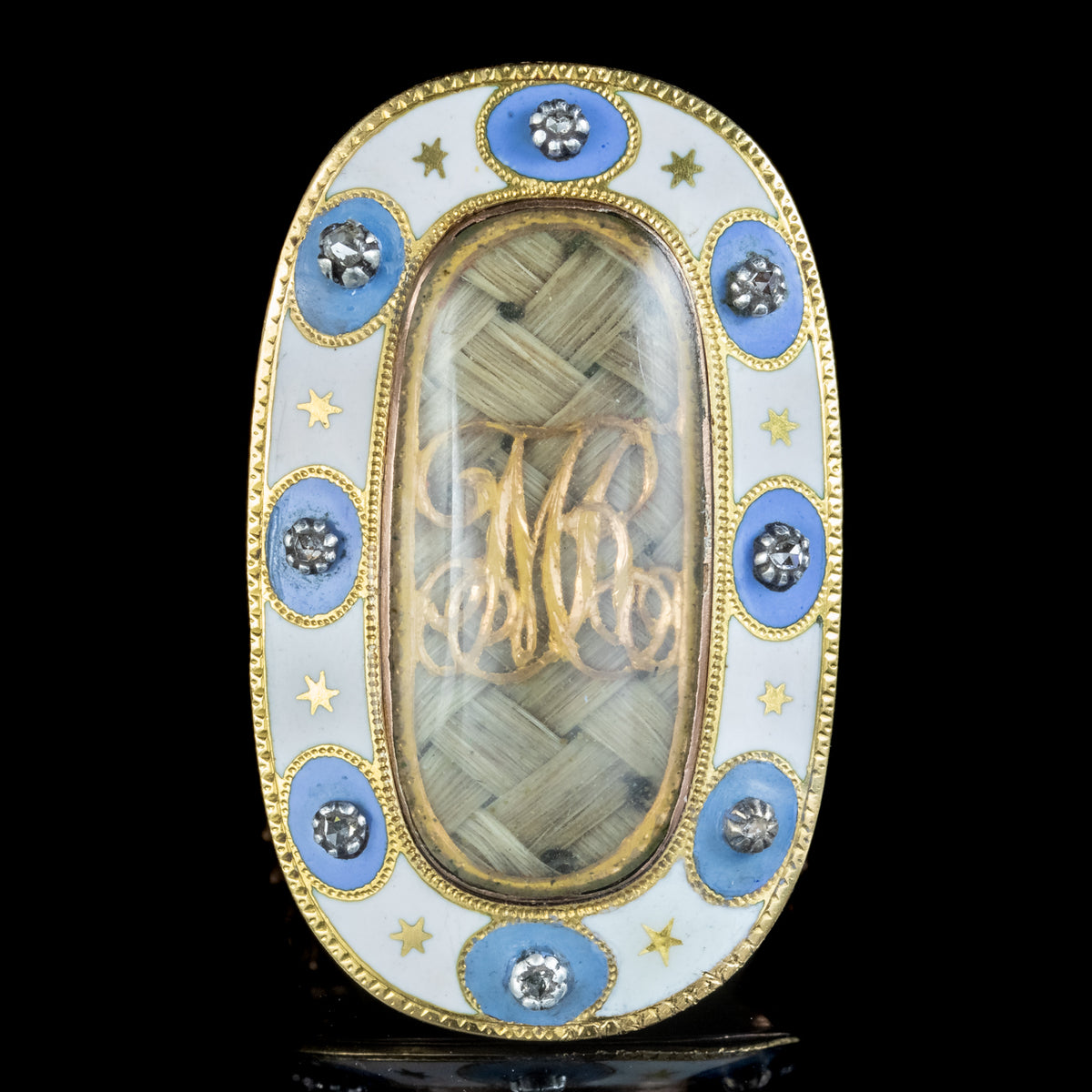Antique Georgian Diamond Enamel Mourning Ring 