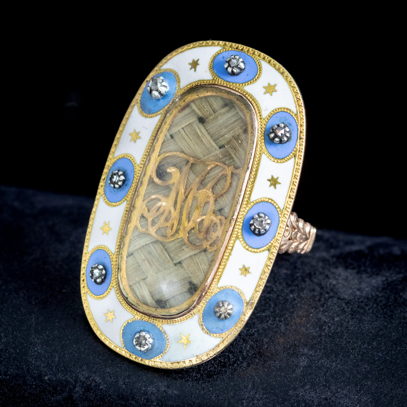 Antique Georgian Diamond Enamel Mourning Ring 