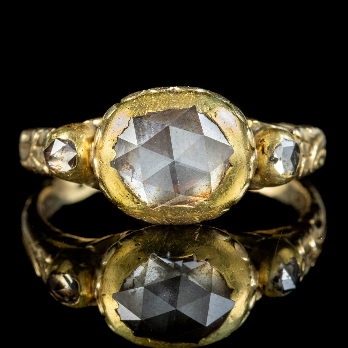Antique Georgian Diamond Trilogy Ring 1.80Ct Rose Cut Circa 1780 Secondary image