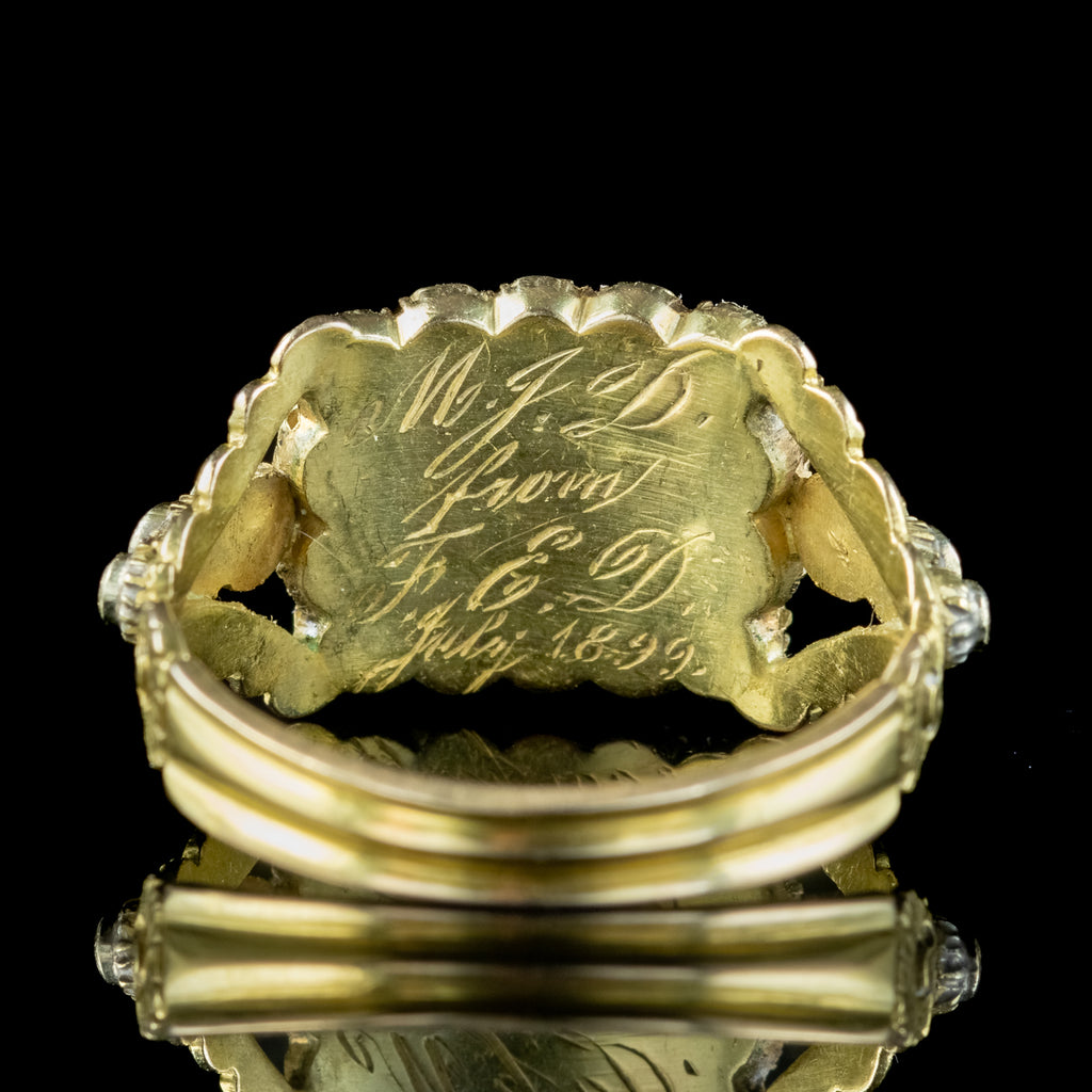 Antique Georgian Emerald Diamond Cluster Ring 2ct Emerald Dated 1828
