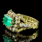 Antique Georgian Emerald Diamond Cluster Ring 2ct Emerald Dated 1828