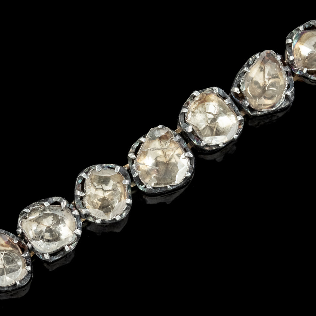 Antique Georgian French Rose Cut Diamond Bracelet Silver Gold Circa 1780