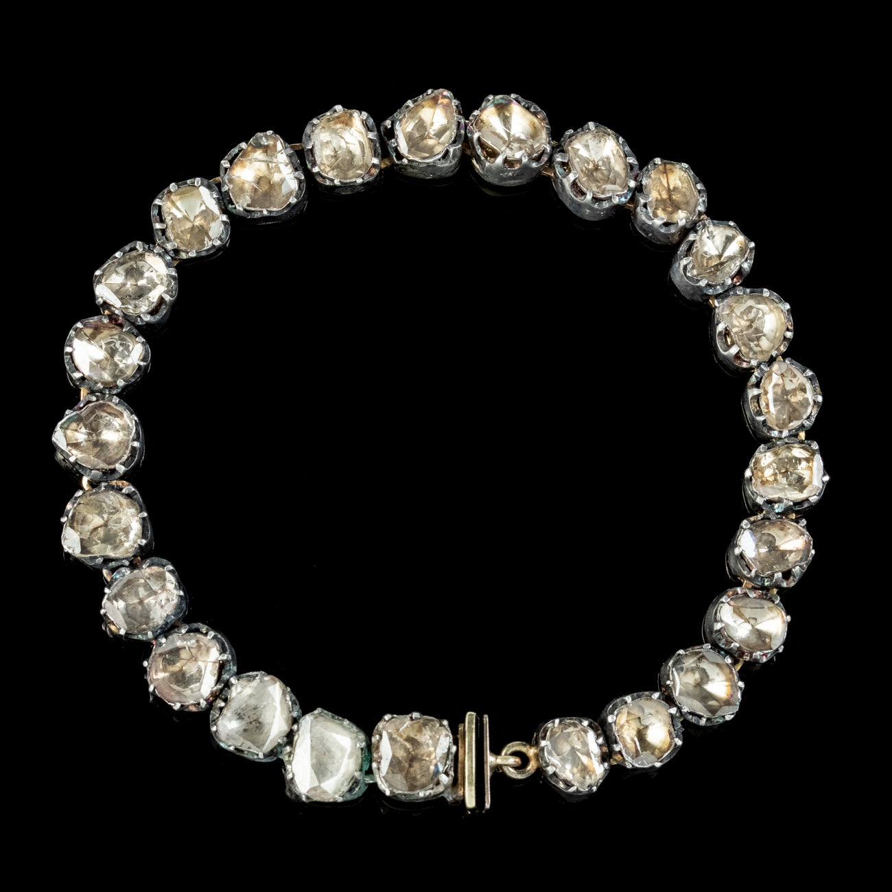 ANTIQUE GEORGIAN FRENCH ROSE CUT DIAMOND BRACELET SILVER GOLD CIRCA 1780 Secondary image