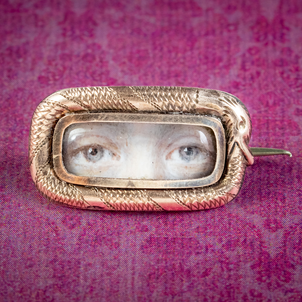 Antique Georgian Lovers Eye Miniature Snake Brooch 18ct Gold Main image