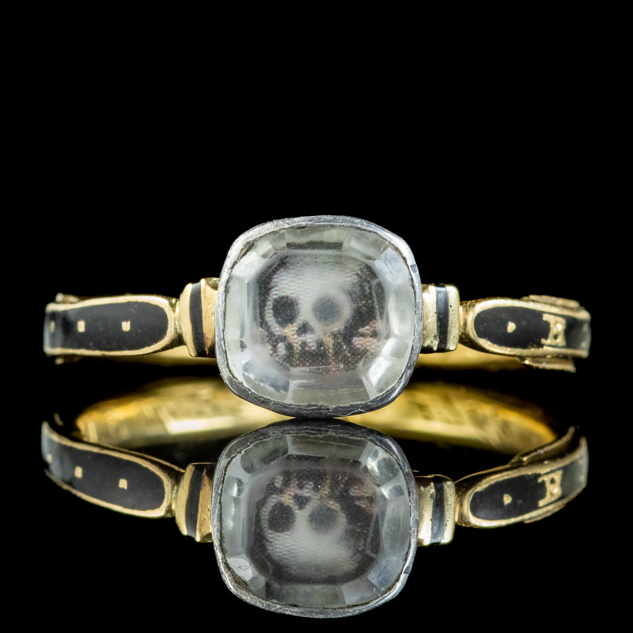 Antique Georgian Memento Mori Skull Ring Inscribed 1763 And 1767 Secondary image