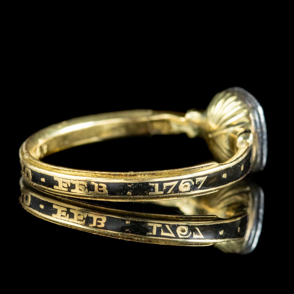Antique Georgian Memento Mori Skull Ring Inscribed 1763 And 1767 