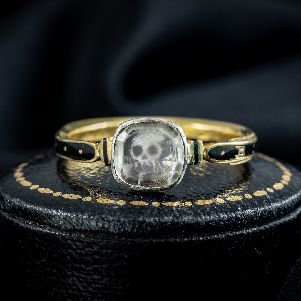 Antique Georgian Memento Mori Skull Ring Inscribed 1763 And 1767 