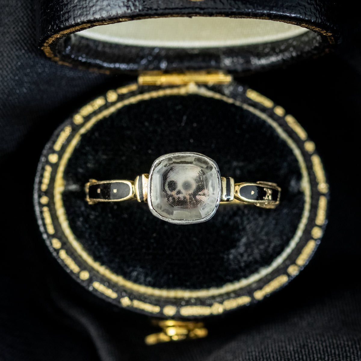 Antique Georgian Memento Mori Skull Ring Inscribed 1763 And 1767 