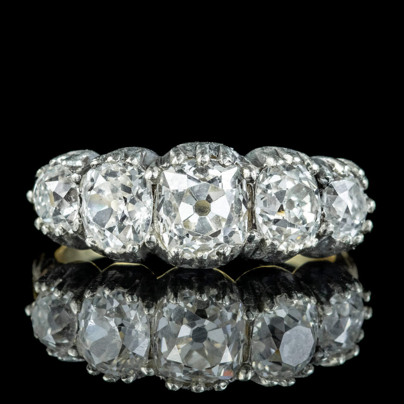 Antique Georgian Old Cut Diamond Five Stone Ring 3.4ct Total Secondary image