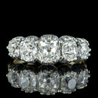 Antique Georgian Old Cut Diamond Five Stone Ring 3.4ct Total
