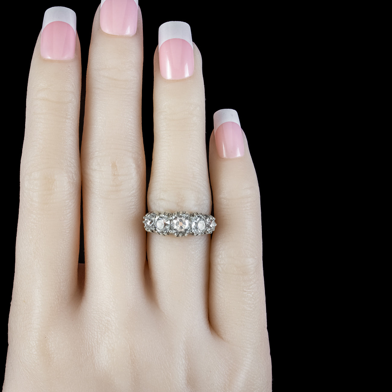 Antique Georgian Old Cut Diamond Five Stone Ring 3.4ct Total