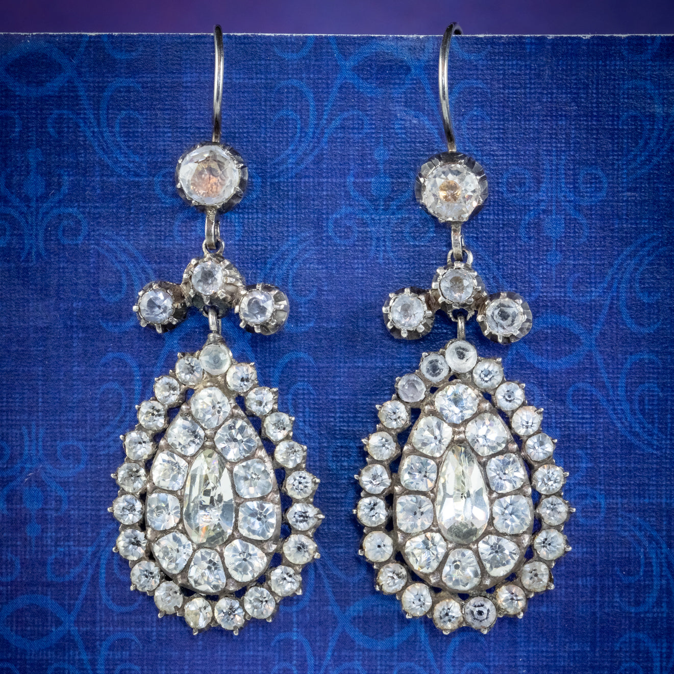 Antique Georgian Paste Drop Earrings Silver Circa 1800 Main image