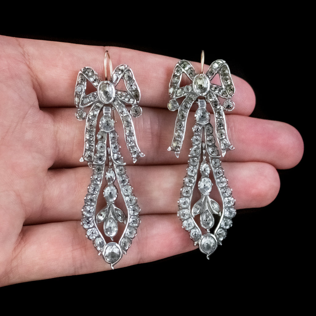 Antique Georgian Paste Drop Earrings Silver Circa 1800