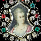 Antique Queen Anne Paste Portrait Brooch Pendant Silver Circa 1710 Boxed