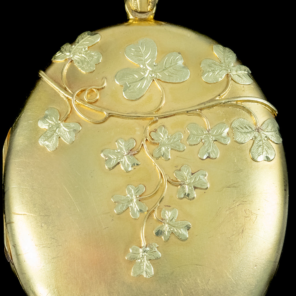 Antique Victorian 18ct Gold Clover Locket 