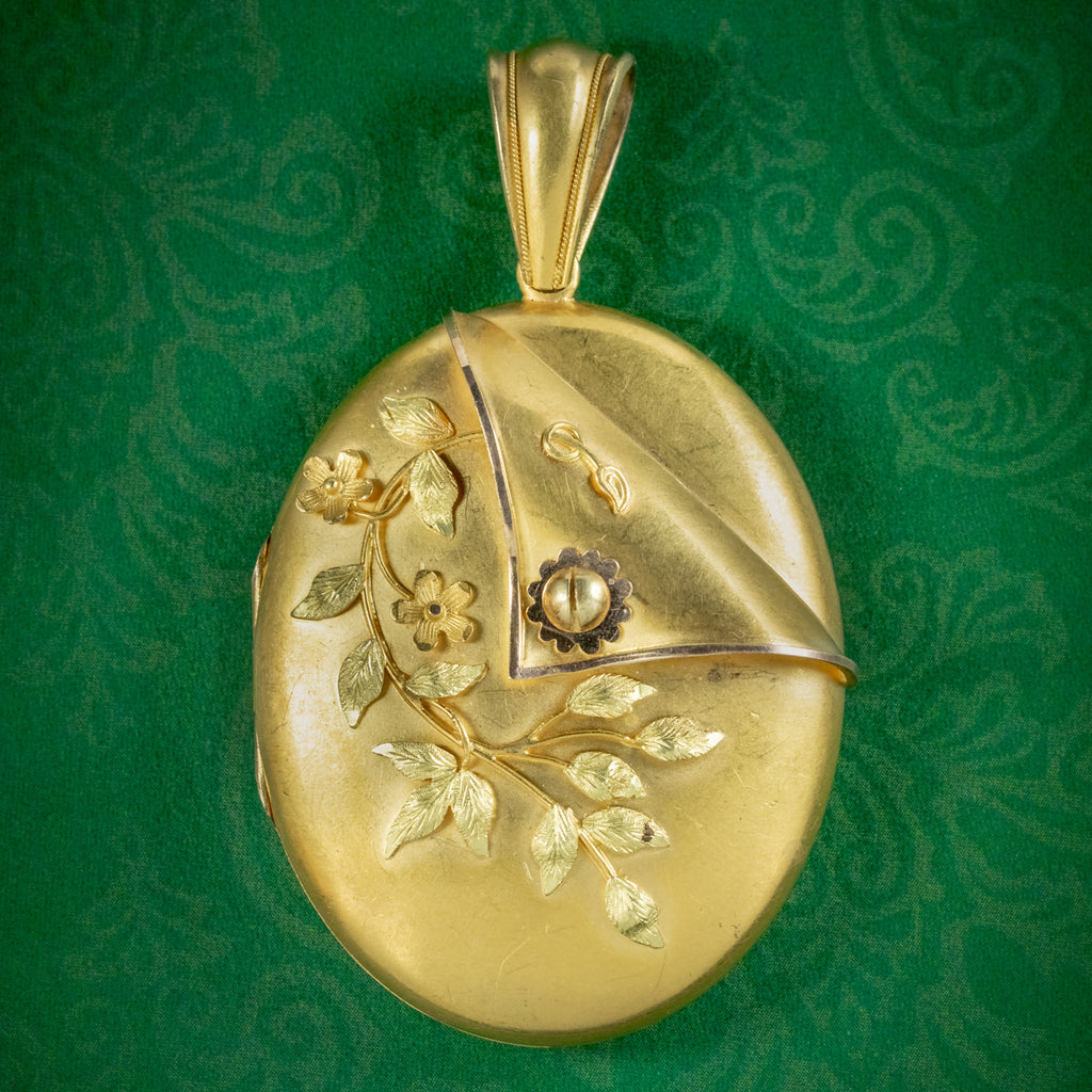 Antique Victorian 18ct Gold Floral Locket Circa 1880