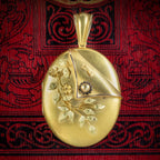 Antique Victorian 18ct Gold Floral Locket Circa 1880