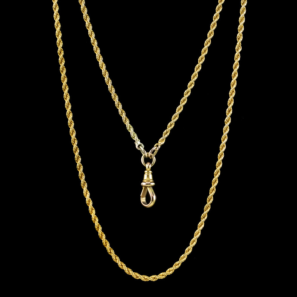 Antique Victorian 18ct Gold Rope Guard Chain Necklace