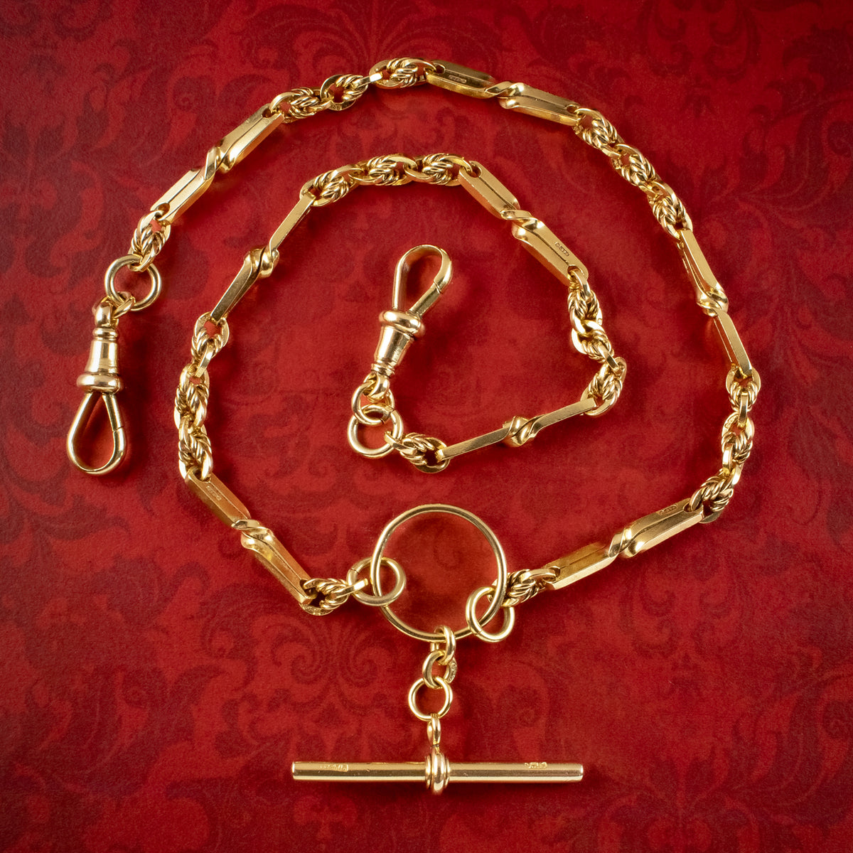 Antique Victorian Albert Chain 9ct Gold With T-Bar Main image