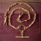  Antique Victorian Albert Chain 9ct Gold With T-Bar