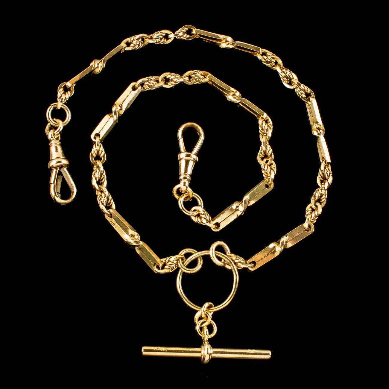 Antique Victorian Albert Chain 9ct Gold With T-Bar Secondary image